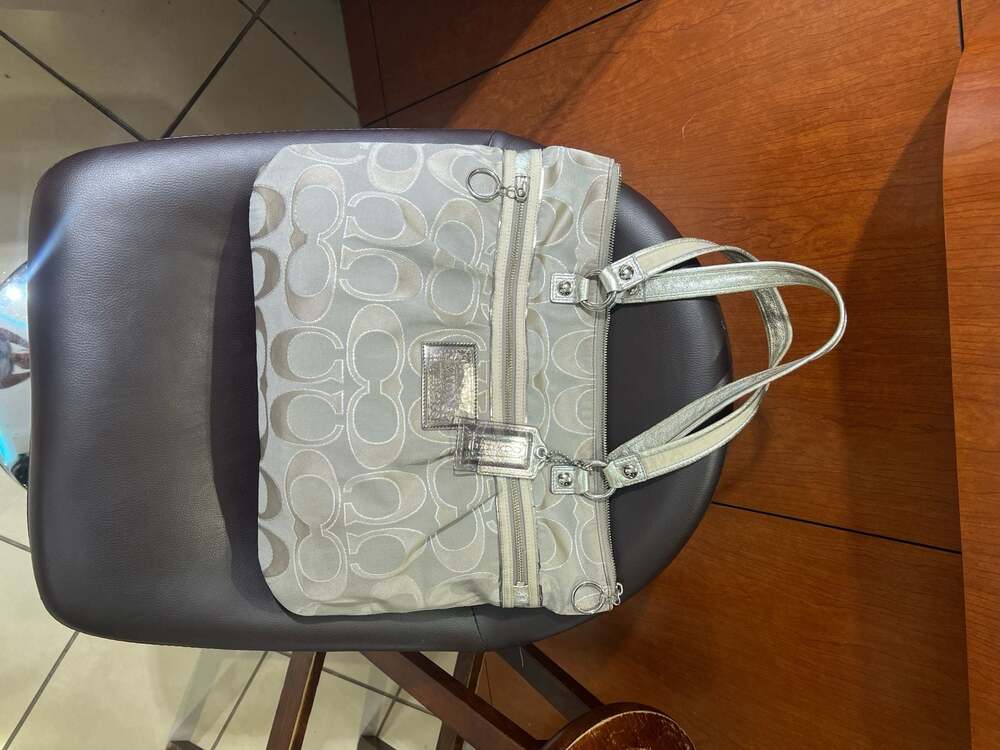 Coach Signature Poppy Vintage Y2K Silver Tote